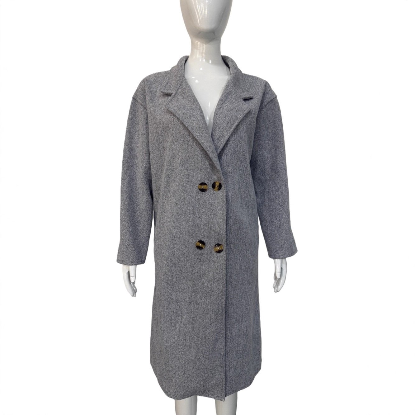 Women's Mid-Length French Hepburn Style Retro Slim Wool Coat - Image 5