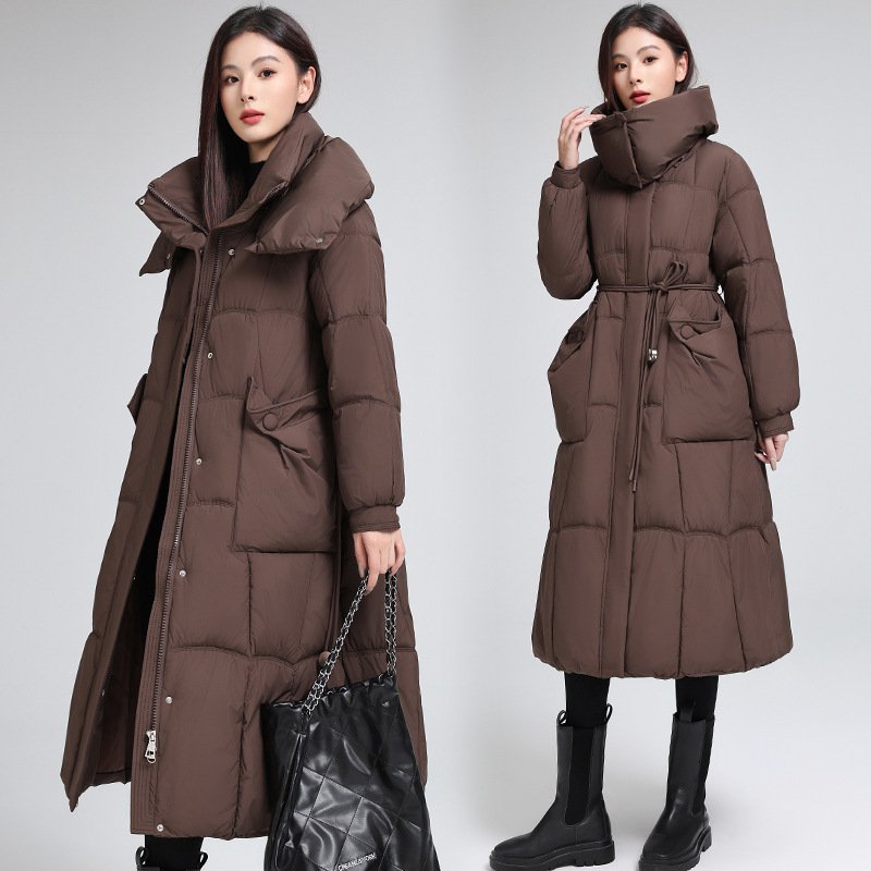 Knee-length Warm Cotton Coat Loose Thicken Waist-cinching Padded Jacket - Image 3