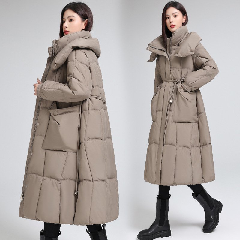 Knee-length Warm Cotton Coat Loose Thicken Waist-cinching Padded Jacket - Image 4