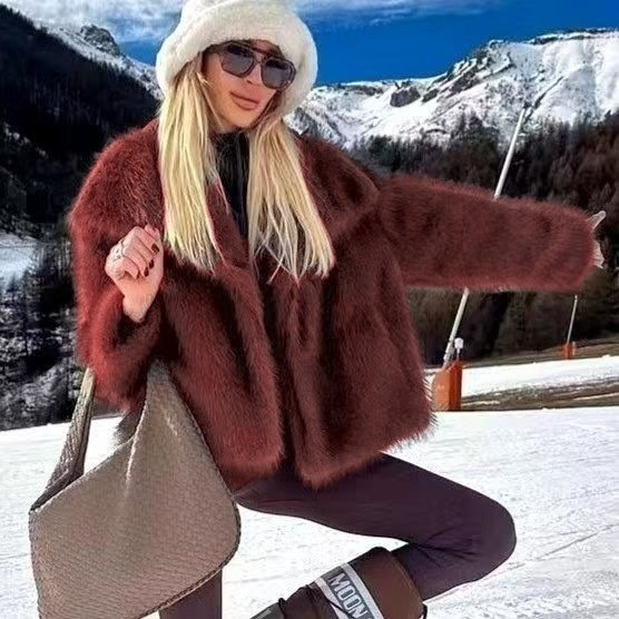 Faux Fur Coat Female Short Chic - Image 9
