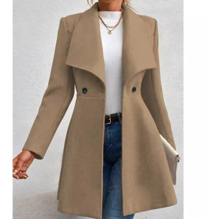 Slim-fit Long Fashion Lapel Women's Wool Coat - Image 4