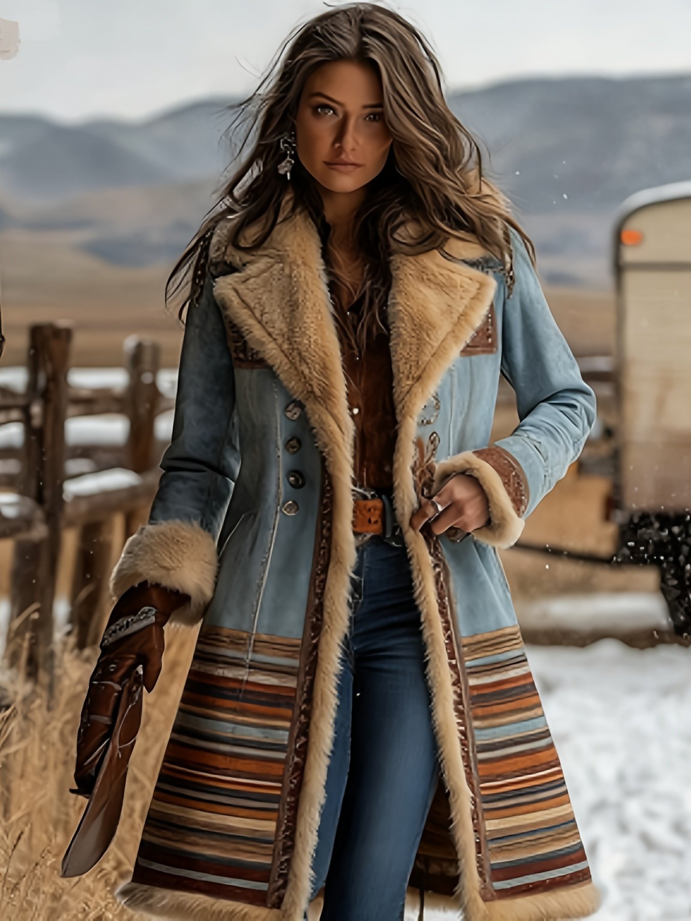 Women's New Long Sleeved Large Woolen Overcoat - Image 3