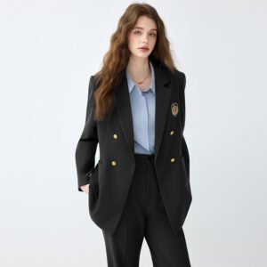 Women's Black Casual Blazer Set