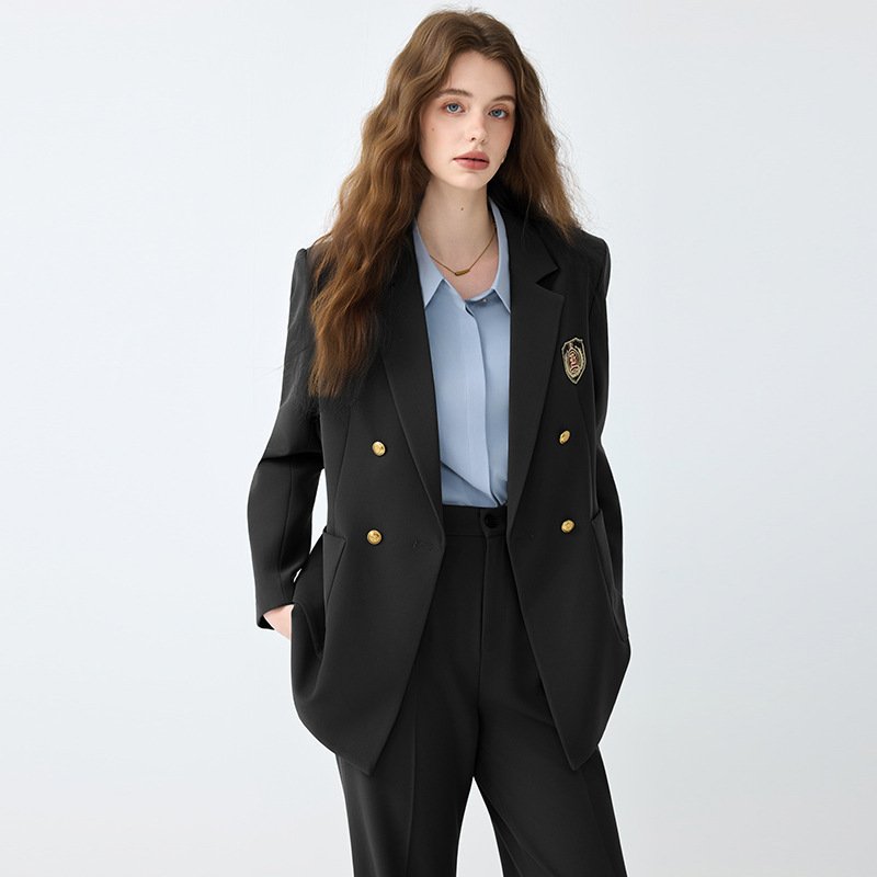 Women's Black Casual Blazer Set