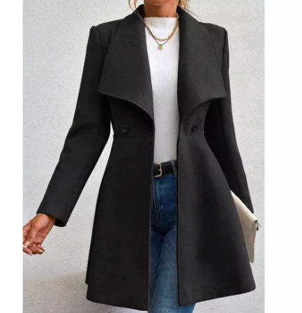 Slim-fit Long Fashion Lapel Women's Wool Coat - Image 8