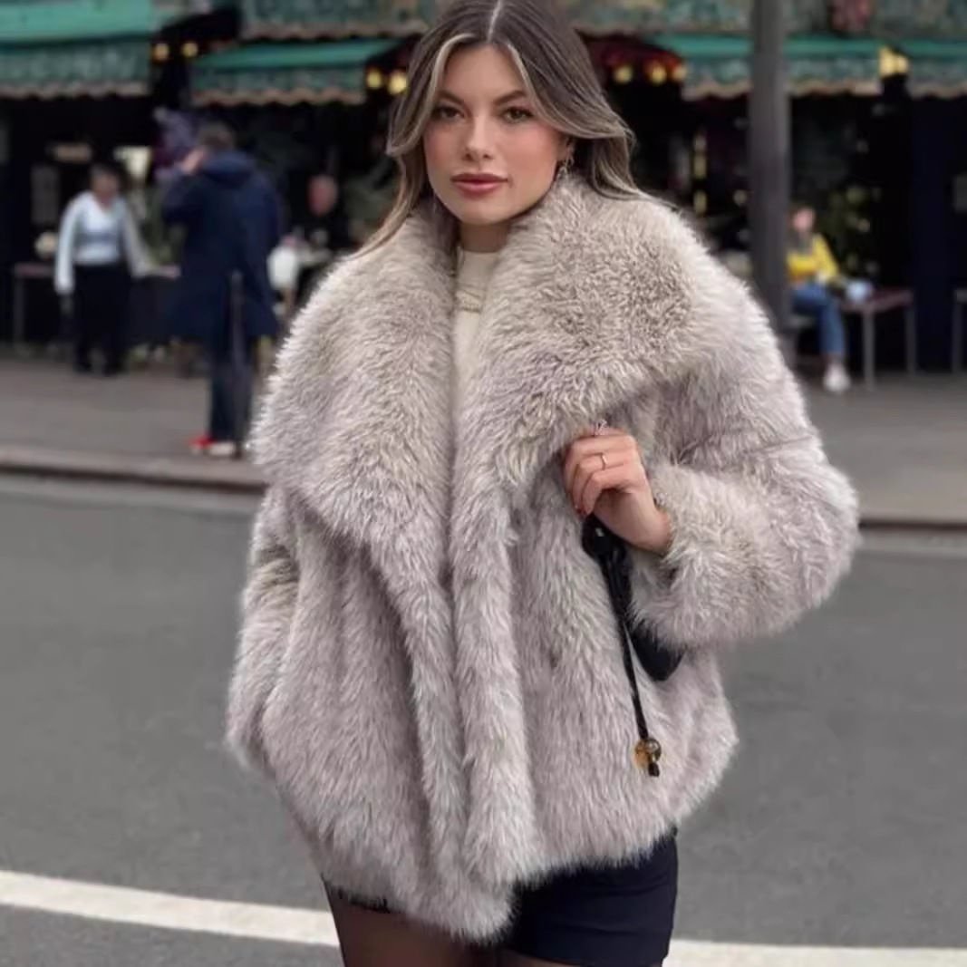 Faux Fur Coat Female Short Chic - Image 2
