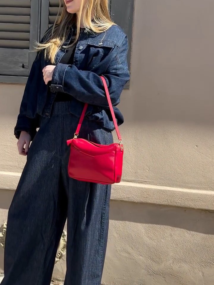 Dark Denim Oversized Jacket And Wide-Leg Pant Set - Image 4