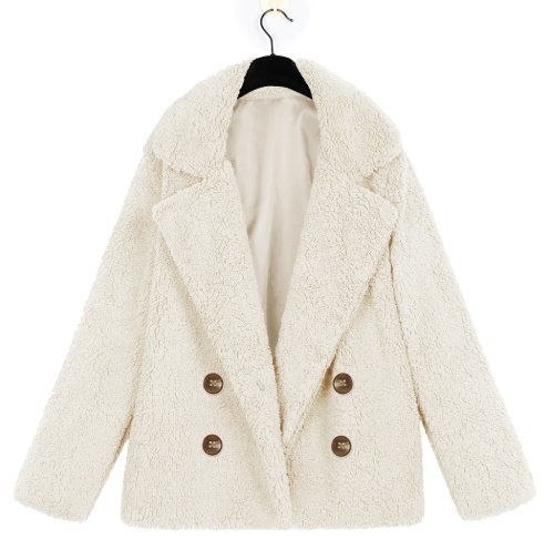 Autumn And Winter Women's Plush Button Lapels Pocket Coat Shirt - Image 5