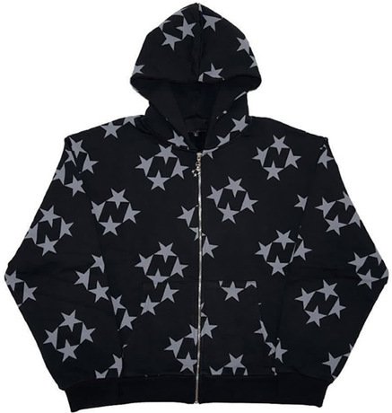 Stars Printed Zipper Hooded Cardigan Couple Fashion Outerwear Hoodies Sweatshirt Street Men Women Coat - Image 9