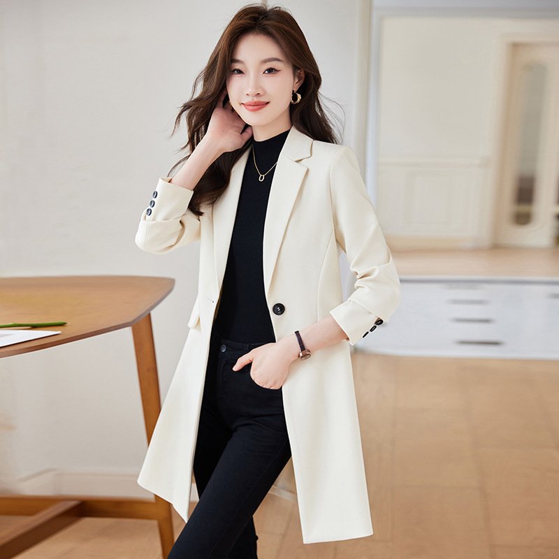 Black Mid-length Suit Trench Coat Coat For Women - Image 3
