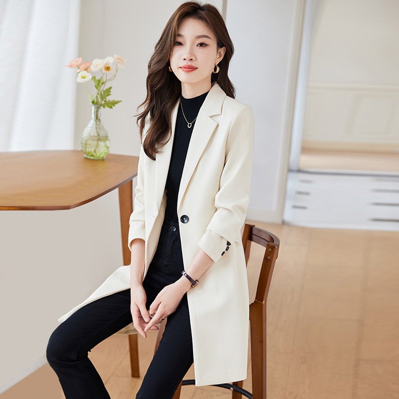 Black Mid-length Suit Trench Coat Coat For Women - Image 2
