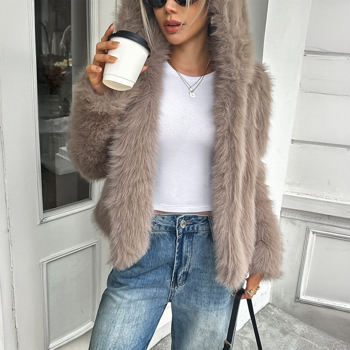 Fleece Long Sleeve Coat Women's Clothing - Image 3