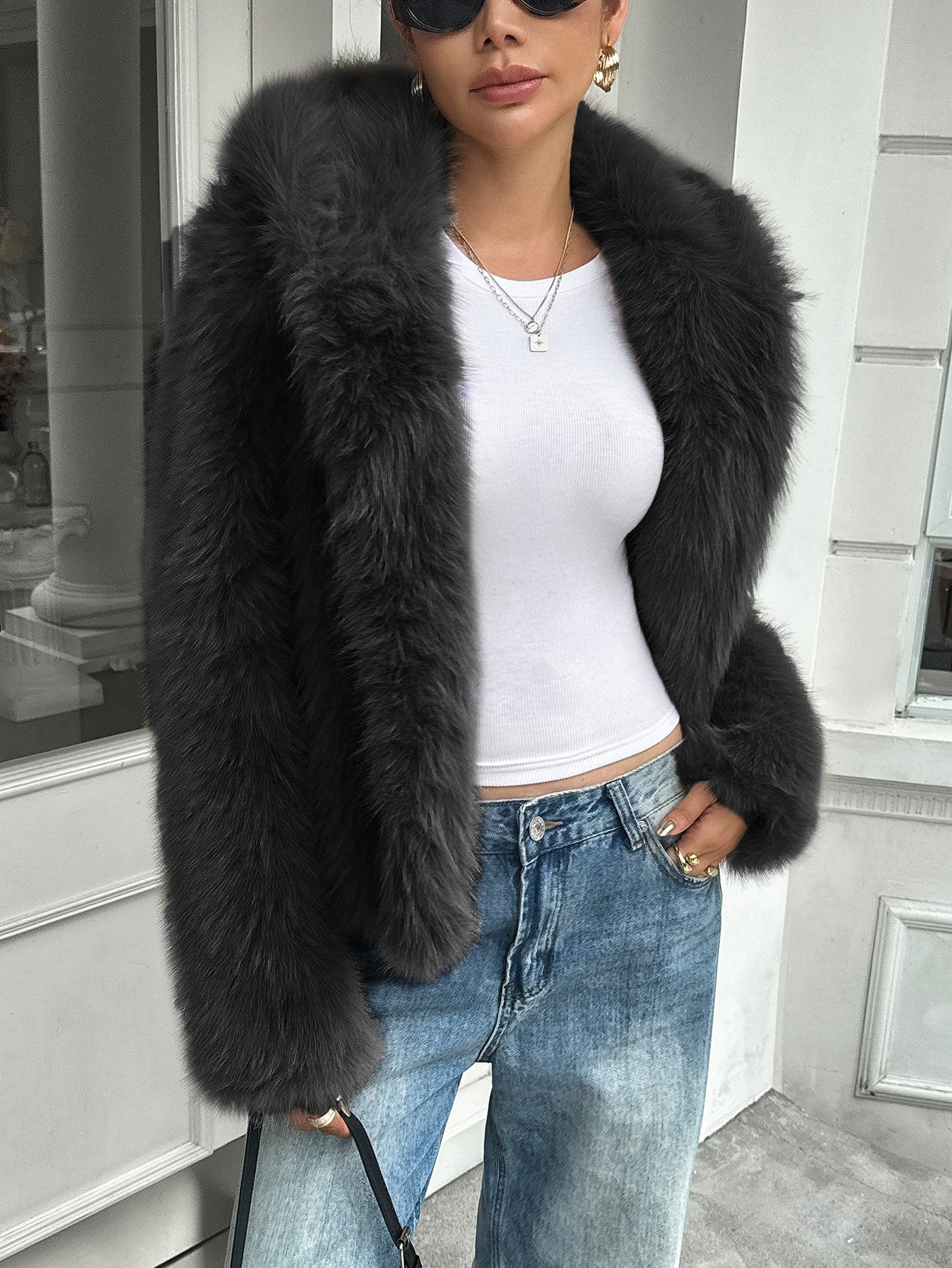 Fleece Long Sleeve Coat Women's Clothing - Image 2