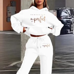 European And American Women's Letter Print Hooded Sweatshirt Fashion Casual Pants Set