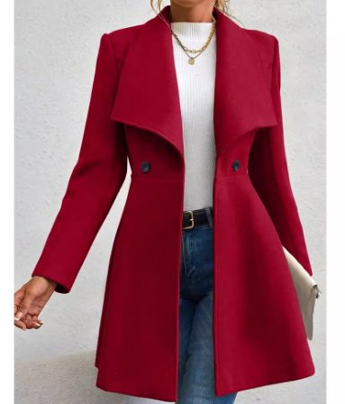 Slim-fit Long Fashion Lapel Women's Wool Coat - Image 5