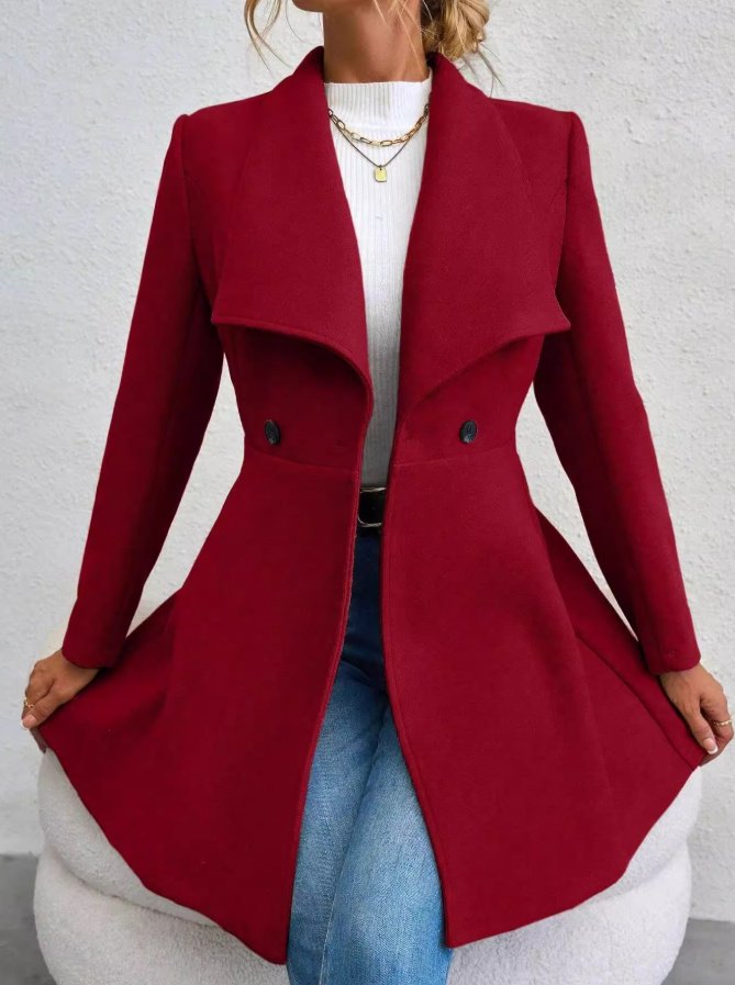 Slim-fit Long Fashion Lapel Women's Wool Coat - Image 2