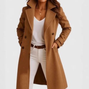 Women's Autumn And Winter New Solid Color Polo Collar Mid-length Woolen Coat