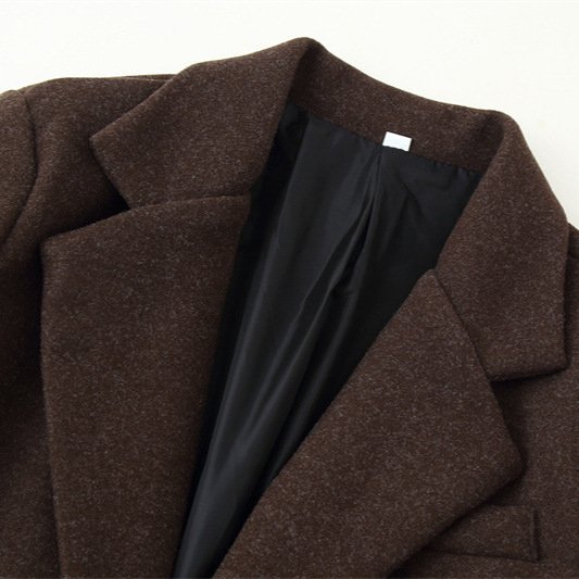 Women's Casual Solid Color Woolen Coat Jacket - Image 3