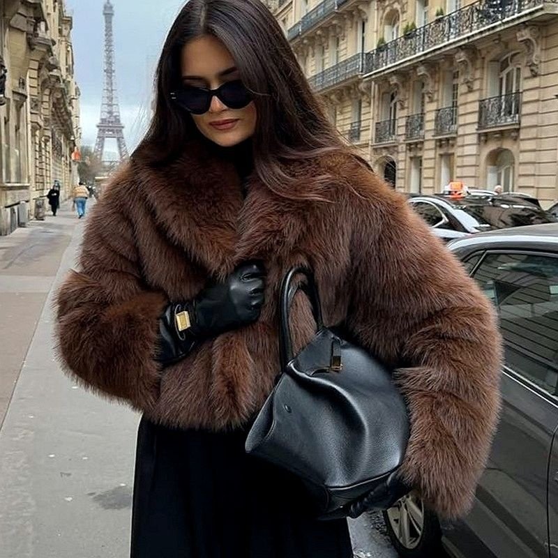 Faux Fur Coat Female Short Chic - Image 4