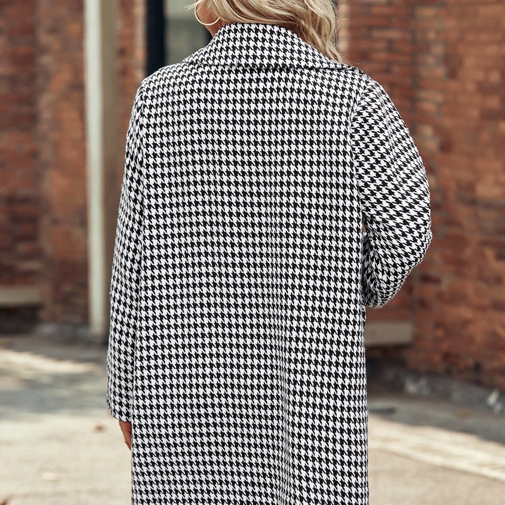 Elegant Suit Collar Long Hidden Hook Wool Coat Women - Image 4